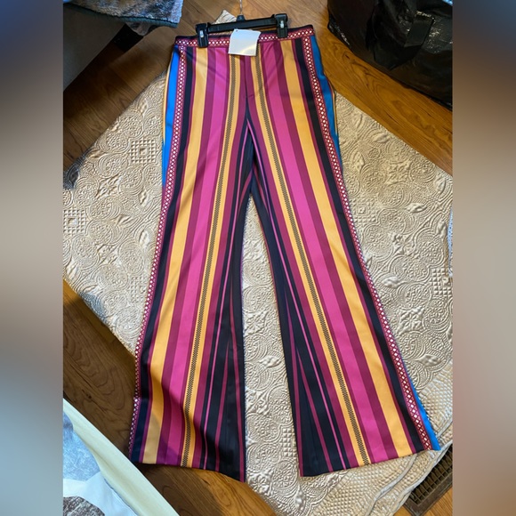 Women’s 70’s NWT Jealous Tomato Striped Wide Leg Multi Colored Pants - Picture 3 of 17